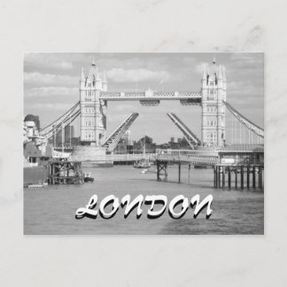 Black and white Open Tower Bridge London postcard