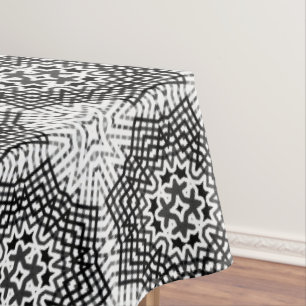 Black and white openwork geometric pattern tablecloth