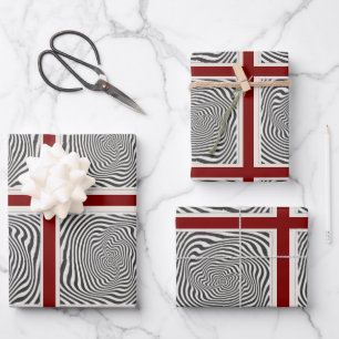 Black And White Optic Vortex Swirl Wrapping Paper Sheet