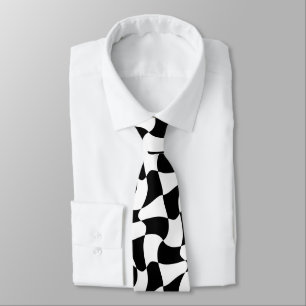 black and white optical art tie