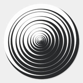 Black and White Optical Circles Classic Round Sticker