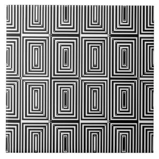Black and White Optical Fine Art Lines and Dots Tile