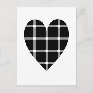 Black and white optical illusion heart postcard