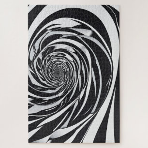 Black and White Optical Illusion Spiral Abstract Jigsaw Puzzle