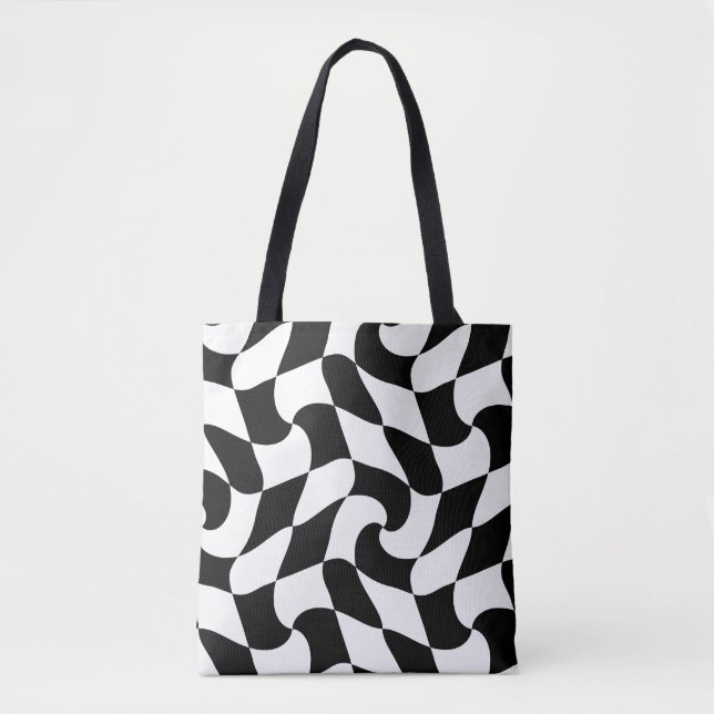 black and white optical illusion tote bag (Front)