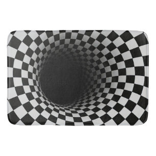 Black and White Optical Illusion Tunnel Bath Mat