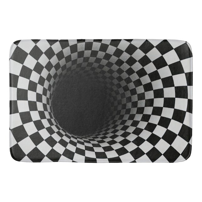 Black and White Optical Illusion Tunnel Bath Mat (Front)