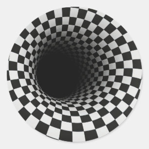 Black and White Optical Illusion Tunnel Classic Round Sticker