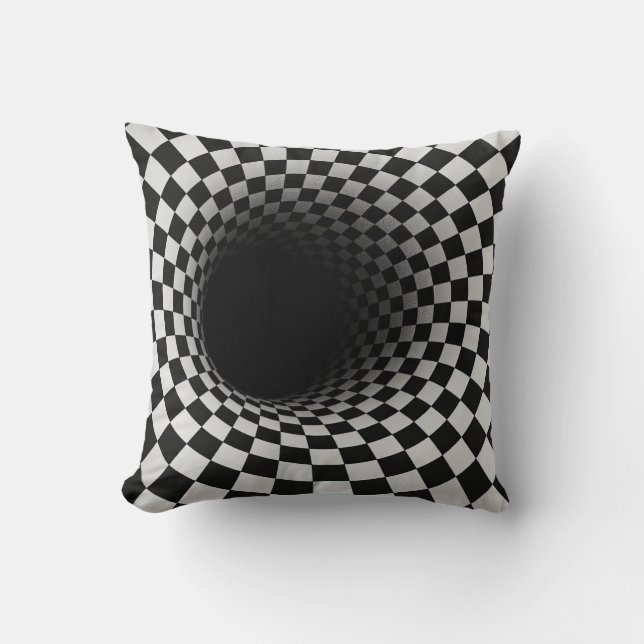Black and White Optical Illusion Tunnel Cushion (Front)