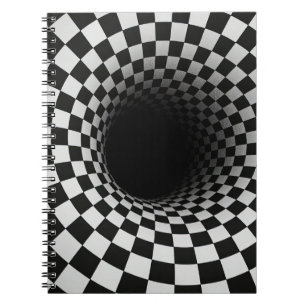 Black and White Optical Illusion Tunnel Notebook