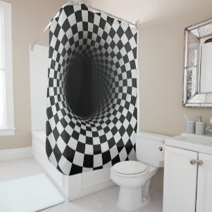Black and White Optical Illusion Tunnel Shower Curtain