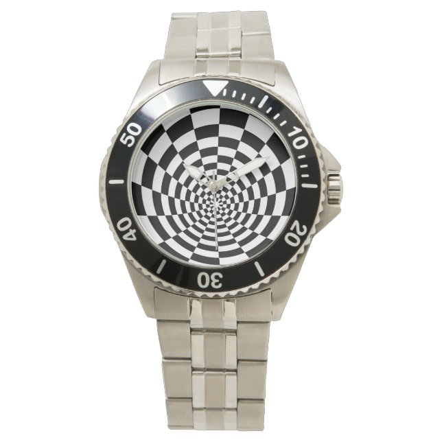 Black And White Optical Pattern Watch (Front)