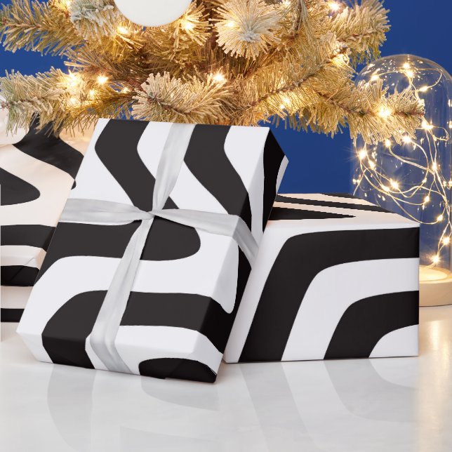 Black and White Optical Star Illusion Wrapping  Paper (Holidays)