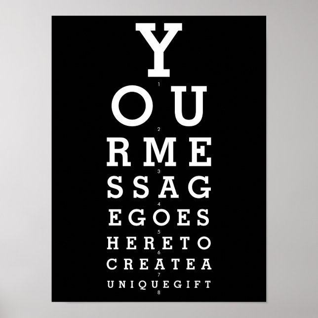 Black And White Optician Chart Custom Message (Front)