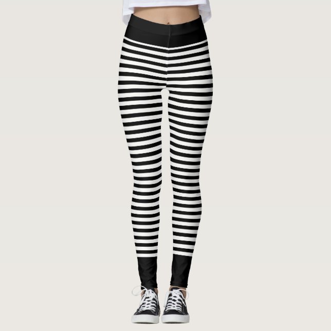 Black and White or Custom Colour Striped Leggings (Front)