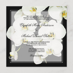 Black and White Orchid Wedding Invitations