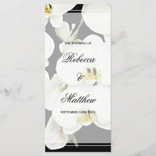 Black and White Orchid Wedding Program Programme
