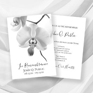 Black and White Orchids Death Anniversary Invitation