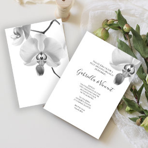 Black and White Orchids Post Wedding Brunch Invitation