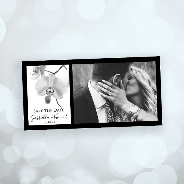 Black and White Orchids Wedding Save the Date (Set the tone for your elegant marriage ceremony and reception with this orchid inspo)