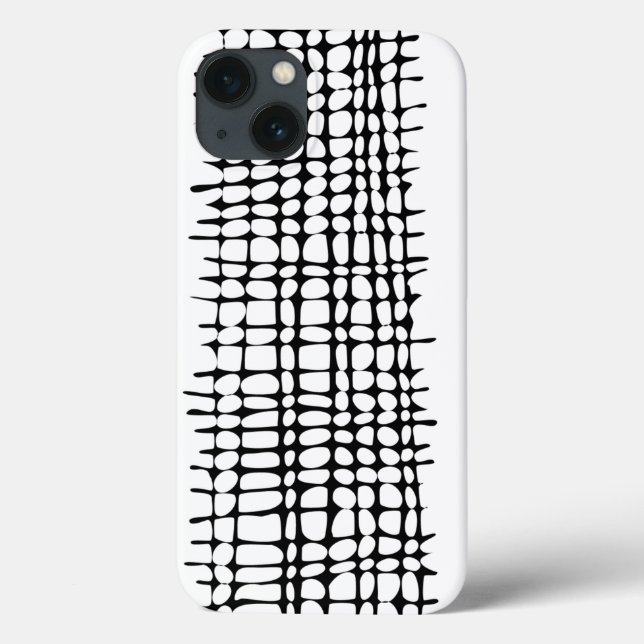 Black and White Organic Grid Pattern Abstract Art Case-Mate iPhone Case (Back)