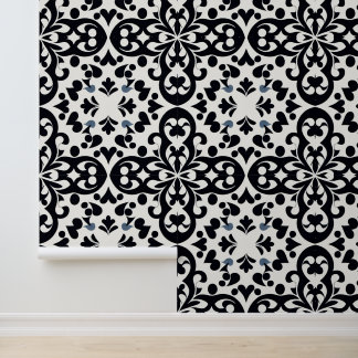 Black and white oriental decor wallpaper