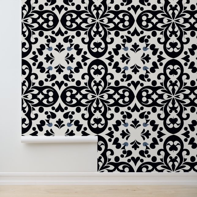 Black and white oriental decor wallpaper (Application)