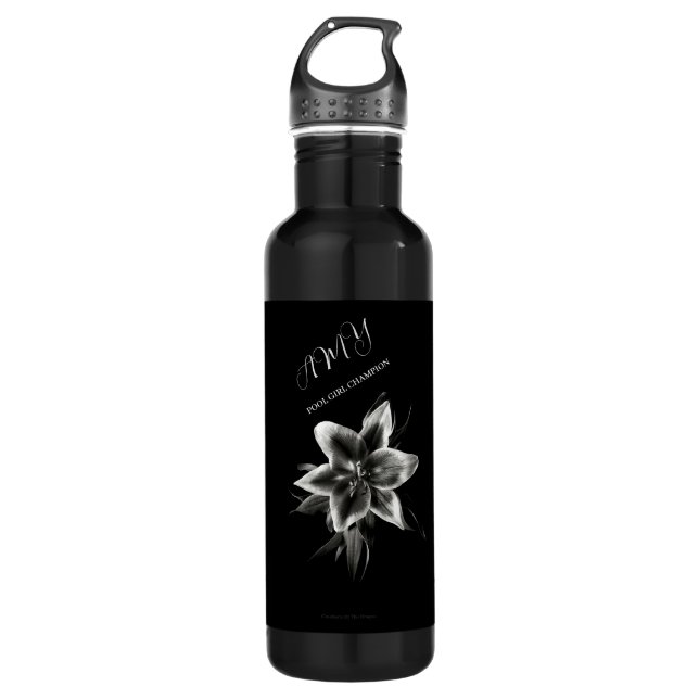  Black And White Orientale Lily Water Bottle (Front)