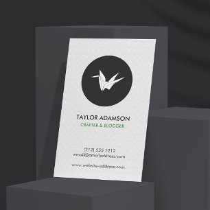 Black and White Origami Crane Logo Business Card