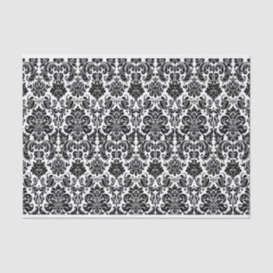 Black and White Ornamental Damask Pattern Tissue Paper
