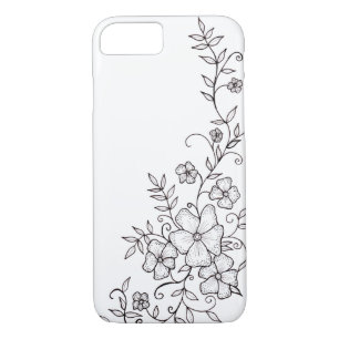 Black and White Ornamental Flower Phone Case
