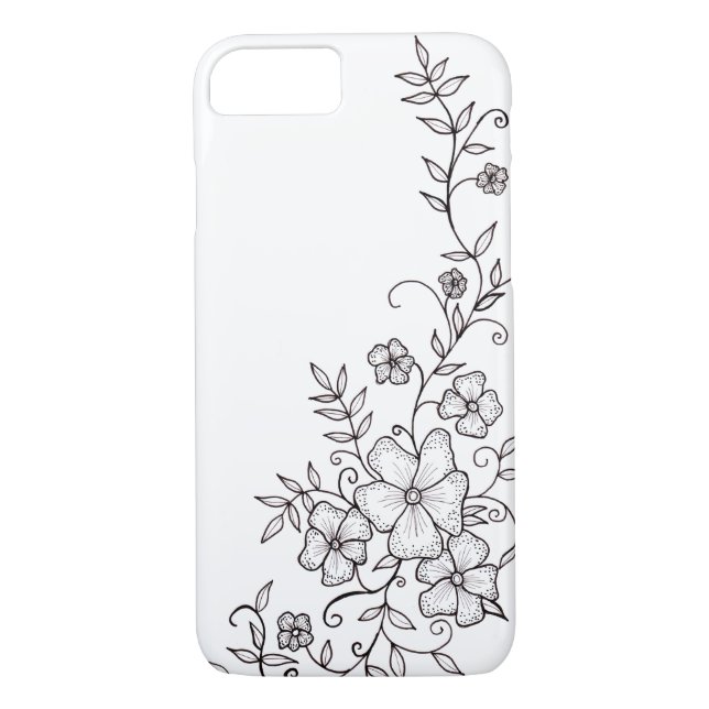 Black and White Ornamental Flower Phone Case (Back)