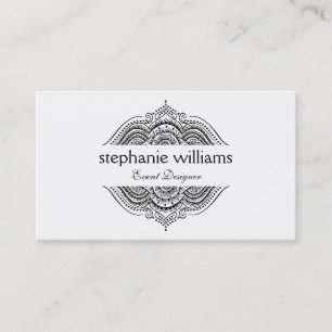 Black And White Ornate Floral Frame  Lace Business Card