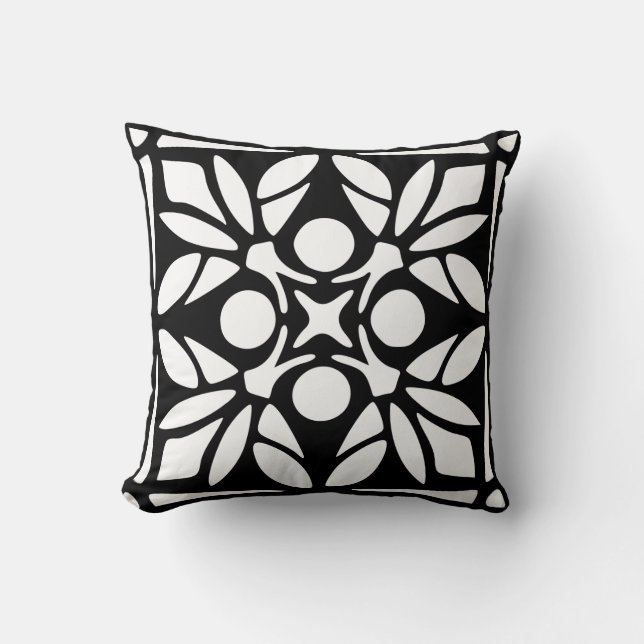 Black And White Ornate Pillow (Front)