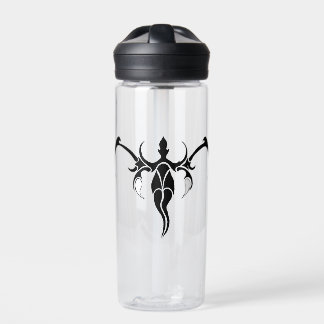 Black and White Ornate Tribal Elephant Mandala Water Bottle