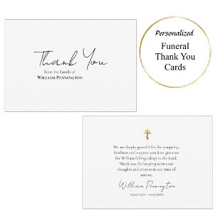 Black and White Orthodox Christian Memorial  Thank You Card