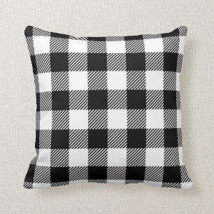 Black and White Outdoor Gingham Buffalo Check Patt Cushion