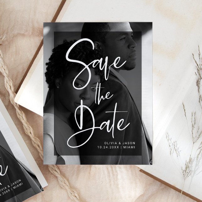 Black and White Overlay | Photo Save the Date Announcement Postcard (Creator Uploaded)