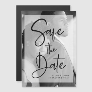 Black and White Overlay   Photo Save the Date Magnetic Invitation