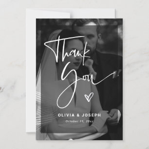 Black and White Overlay Photo   Wedding Thank You Magnetic Invitation