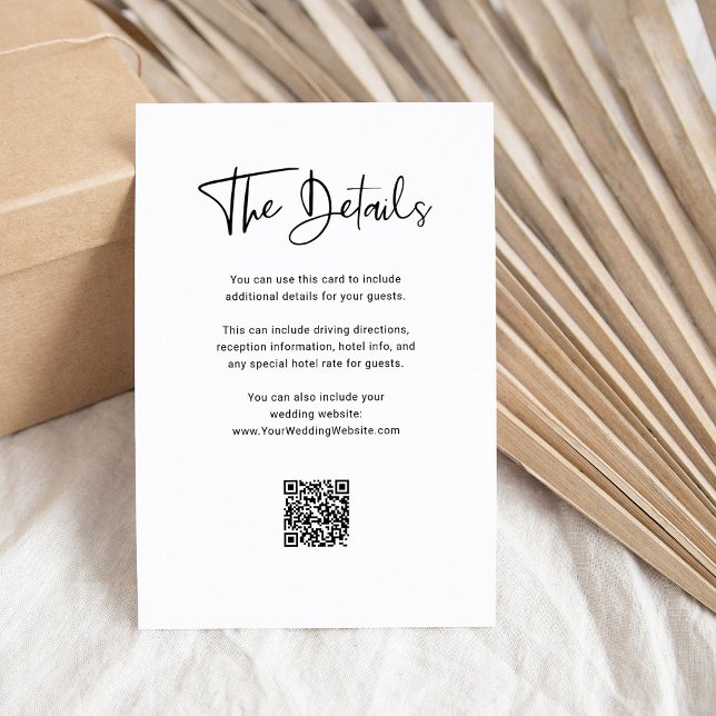 Black and White Overlay | QR Code Wedding Details Enclosure Card (Creator Uploaded)