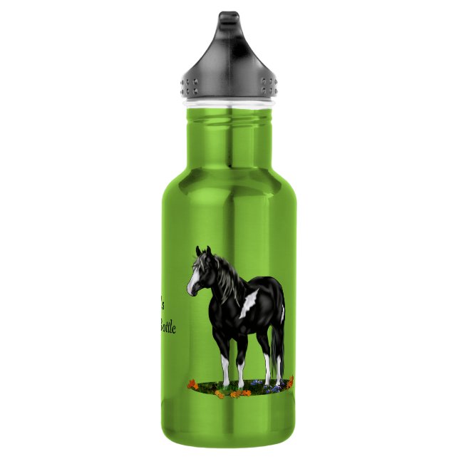 Black and White Overo Paint Horse 532 Ml Water Bottle (Right)