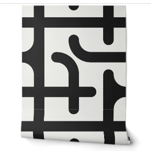 Black and White Oversized Mid Century Bubble Wallpaper