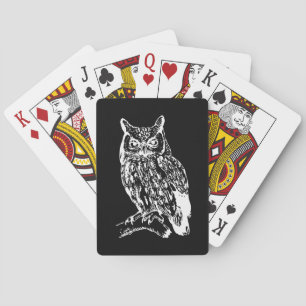 Black and White Owl Art Playing Cards