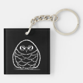 Black and White Owl Illustration Key Ring