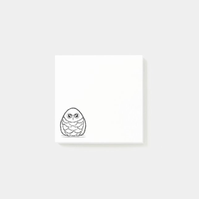 Black and White Owl Illustration Post-it Notes (Front)
