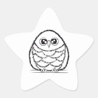 Black and White Owl Illustration Star Sticker