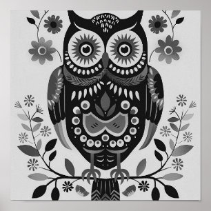 Black and white Owl Poster