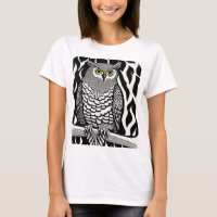 Black and White Owl with Yellow Eyes