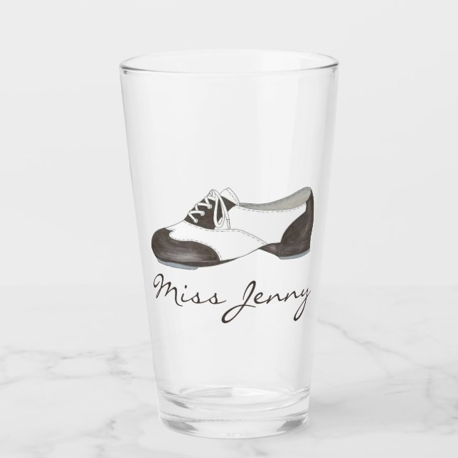 Black and White Oxford Tap Dance Shoe Teacher Glass (Front)